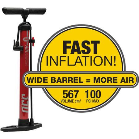 Bell Sports Air Attack 350 High Volume Floor Pump, Red